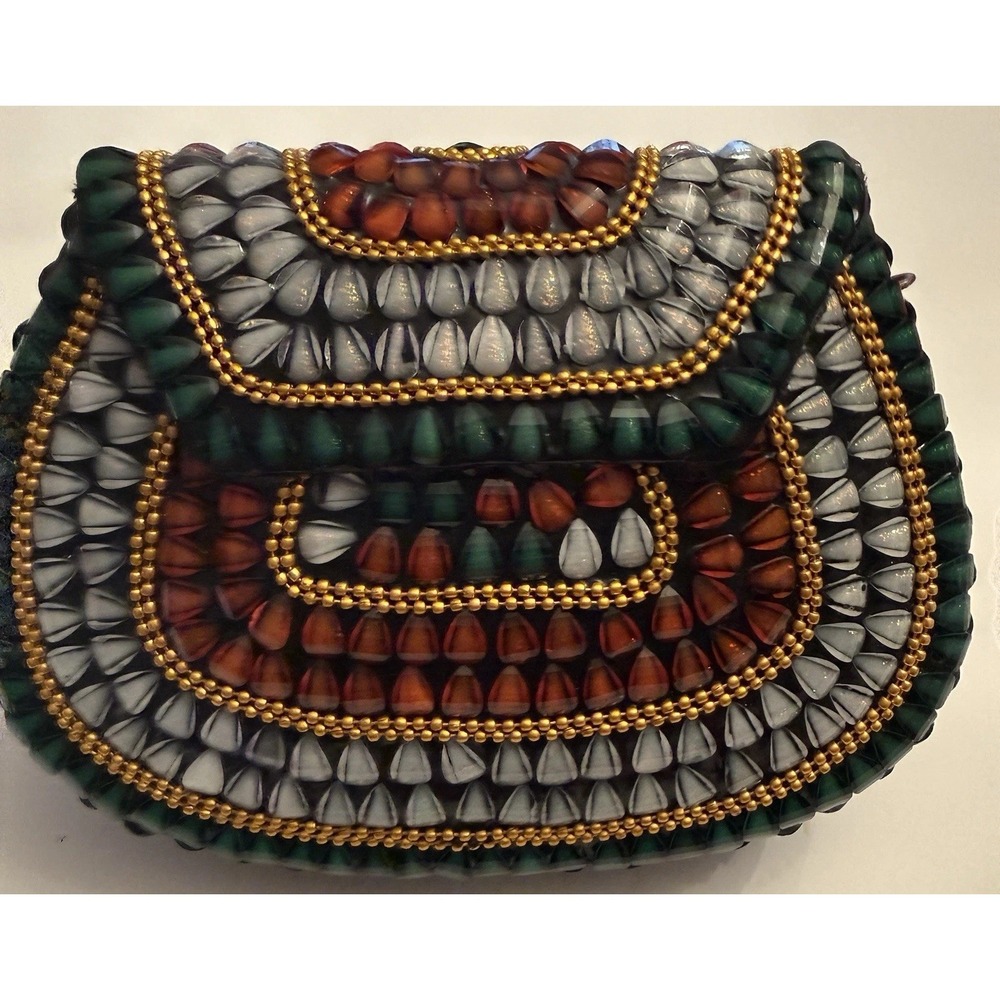 Ramla Bag Clutch‎ Shoulder Bag Red Green Gold Clear Stone Party Formal New